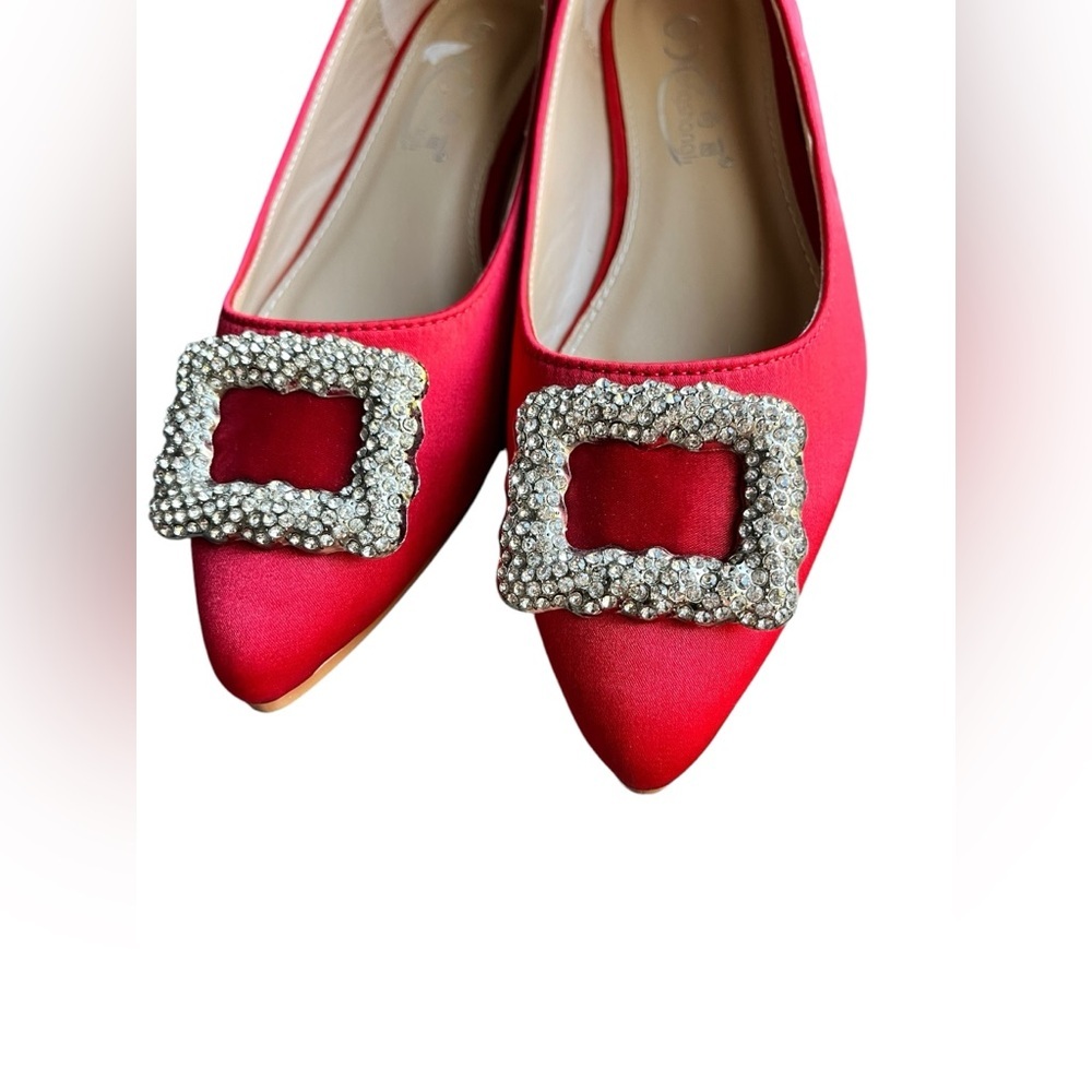 Red Rhinestone Buckle Heel - Picture 4 of 7